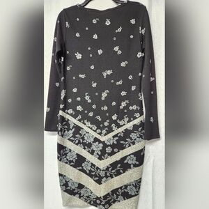LULAROE- Black/Silver Patterned Long-sleeve Dressy Dress- Women's Size Small